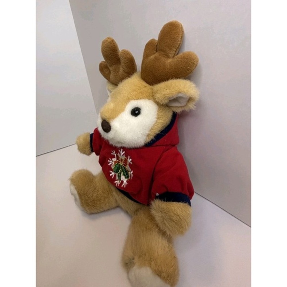 Tb Toy Company Plush Reindeer Red Hoodie Snowflake Holly 12" - Picture 3 of 5